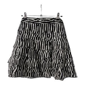 Ann Taylor LOFT Skirt Size 14 Tiered Ruffles Short Black White Lined Side Zip